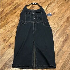 Universal Thread Denim Halter Dress  with Contrast Stitching